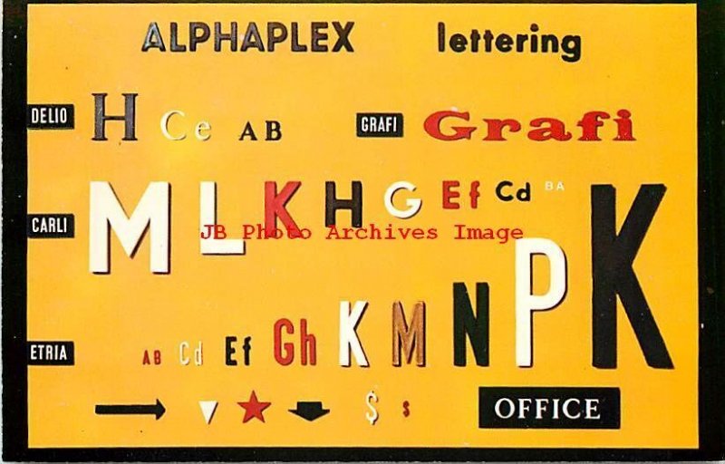 Advertising Postcard, Alphaplex Lettering, Polystyrene Letters, Dexter No 7561-C