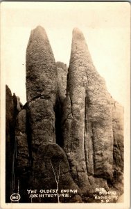 RPPC Rock Formations, Badlands Rapid City SD Vintage Postcard G49