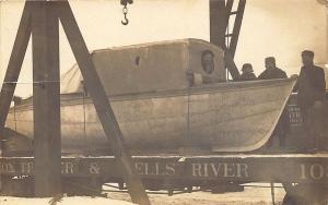 Monpelier & Wells River Railroad Crane Boat RPPC Real Photo Postcard
