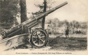 French Front French Cannon 155 long Battery Postcard