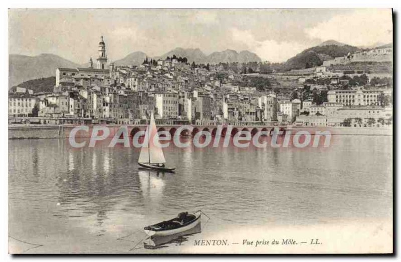 Old Postcard Menton Vue Prize Du Mole