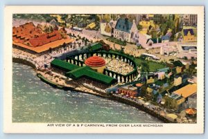 c1933 Airview Of A & P Carnival From Over Lake Expo Chicago Illinois IL Postcard