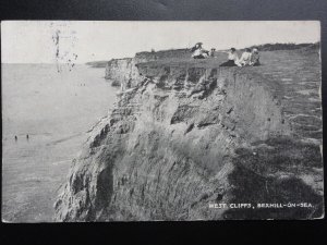 East Sussex: Bexhill on Sea, West Cliffs showing people on cliff edge, Old PC