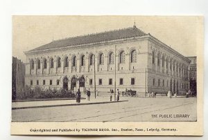 Public Library Boston Massachusetts, Hand-Written Back