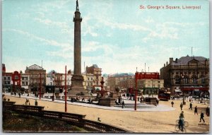 Saint George's Square Liverpool England Buildings & Monument Landmark Postcard