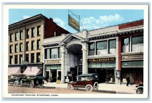 c1920's Stamford Theatre Classic Cars Building Stamford Connecticut CT Postcard