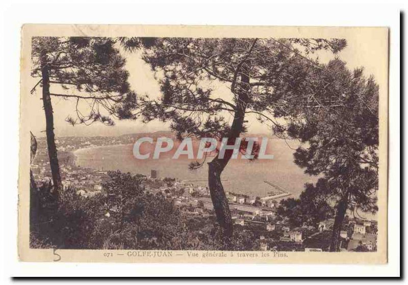 Golfe Juan Old Postcard General view through the pines