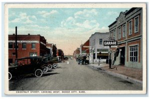 1924 Chestnut Street Looking West Classic Cars Dodge City Kansas Posted Postcard