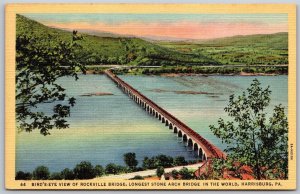 Vtg Harrisburg Pennsylvania PA Rockville Stone Arch Bridge 1930s Linen Postcard