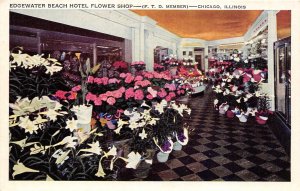 F90/ Chicago Illinois Postcard c1940s Edgewater Beach Hotel Flower Shop