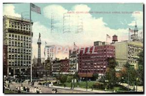 Old Postcard Public Square Looking Toward Euolio Avenue Oleveland Ohio