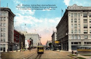 Broadway Looking East Spreckels Theatre Central Mortgage Building Grant Hotel