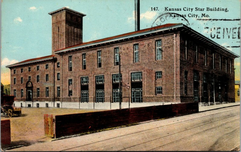 Vtg 1910s Kansas City Star Building Kansas City Missouri Postcard