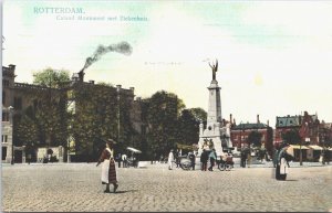 Netherlands Rotterdam Caland Monument met Ziekenhuis Vintage Postcard 09.03