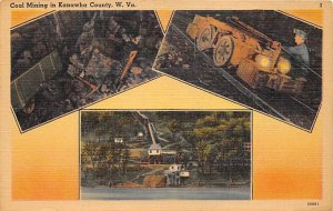 Coal Mining Kanawha County, Wisconsin USA View Postcard Backing 