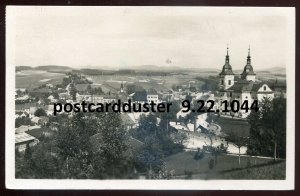 h3590 - CZECHIA Zamberk 1944 Birds Eye View. Real Photo Postcard. Hitler Stamp