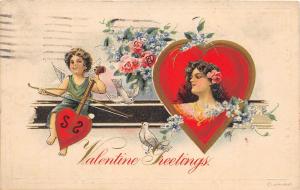 E22/ Valentine's Day Love Holiday Postcard 1917 Lima Ohio Cello Women Birds 11