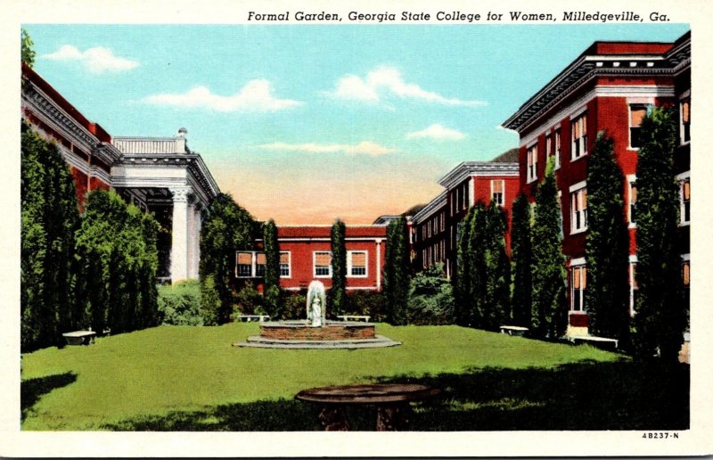 Georgia Milledgeville Formal Garden Georgia State College For Women Curteich