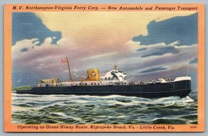 Postcard Kiptopeke Beach VA 1940s M.V. Northampton Virginia Ferry Corp Transport