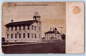 Blue Rapids Kansas KS Postcard High School Building Exterior View 1912 Vintage