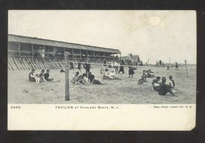 HIGHLAND BEACH NEW JERSEY NJ PAVILION AT SWIMMING AREA VINTAGE POSTCARD