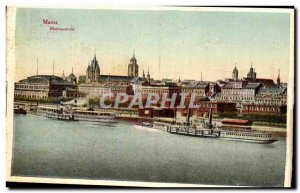 Old Postcard Mainz Rheinansicht Charter