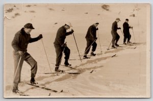 RPPC Skiing Men On Skies Real Photo Postcard W25