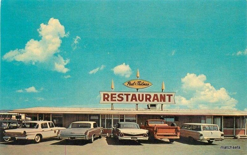 1960s Paul Thelma's Restaurant Cambria California Breish autos postcard 3032