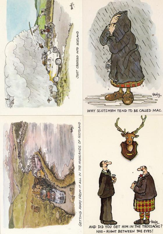 Scottish Bad Weather Disiaster Drinking 4x Comic Humour Scotland Postcard s