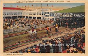  Louisville, Kentucky, KY, USA Horse Racing Postcard Horses leaving Paddock, ...