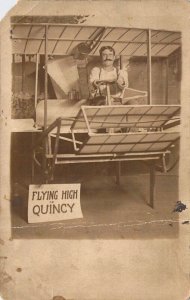 Quincy IL, Real Photo, Studio Photo Flying High, Airplane, Damage, Old Postcard
