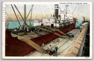 Texas Loading Cotton At The Houston Texas Port Docks Postcard E50