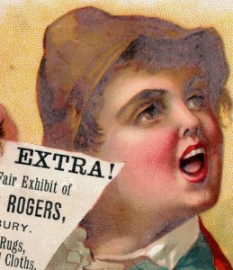 1888 Danbury Fair Exhibit Hull & Rogers Newspaper Boy Extra F121