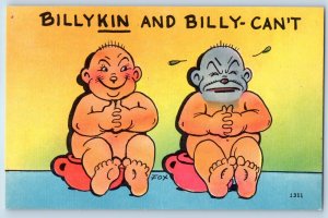 c1950's Billikin And Billy Can't Happy Face And Crying Fox Vintage Postcard