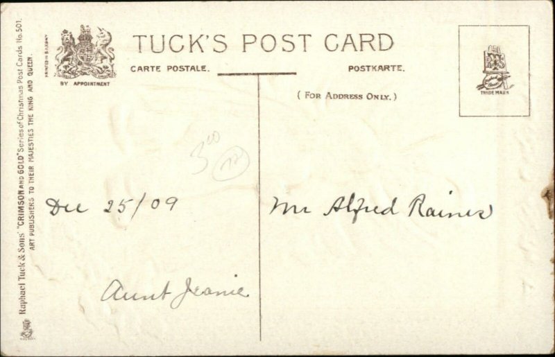 TUCK Santa Claus Crimson & Gold Series c1910 Postcard