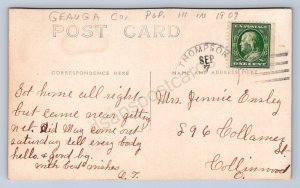 J87/ Thompson Ohio RPPC Postcard c1910 Park Store Homes Chardon 1362