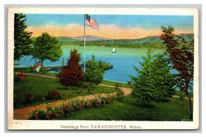 Vintage 1936 Postcard Greetings From Damariscotta Maine - Lake & Park View