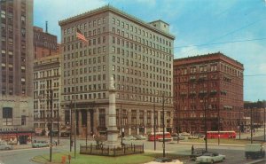 Youngstown Ohio Central Square, Buses, Cars Vintage Dexter Postcard Unused