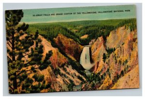 Vintage 1940's Postcard Great Falls & Grand Canyon of Yellowstone National Park
