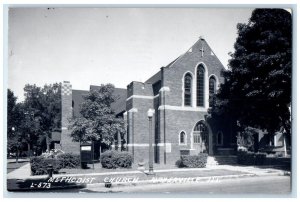 1957 Methodist Church Scene Street Naperville Illinois IL RPPC Photo Postcard