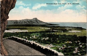 Vtg 1910s Diamond Head from Punch Bowl Honolulu Hawaii HI Unused Old Postcard