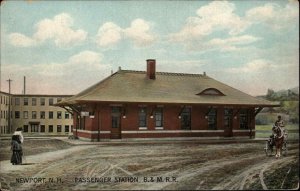 Newport NH B&M RR Train Station Depot c1910 Postcard