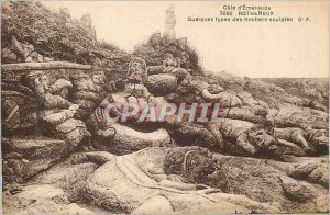 Postcard Old Rocks Rotheneuf Some Types Sculptes Emerald Coast