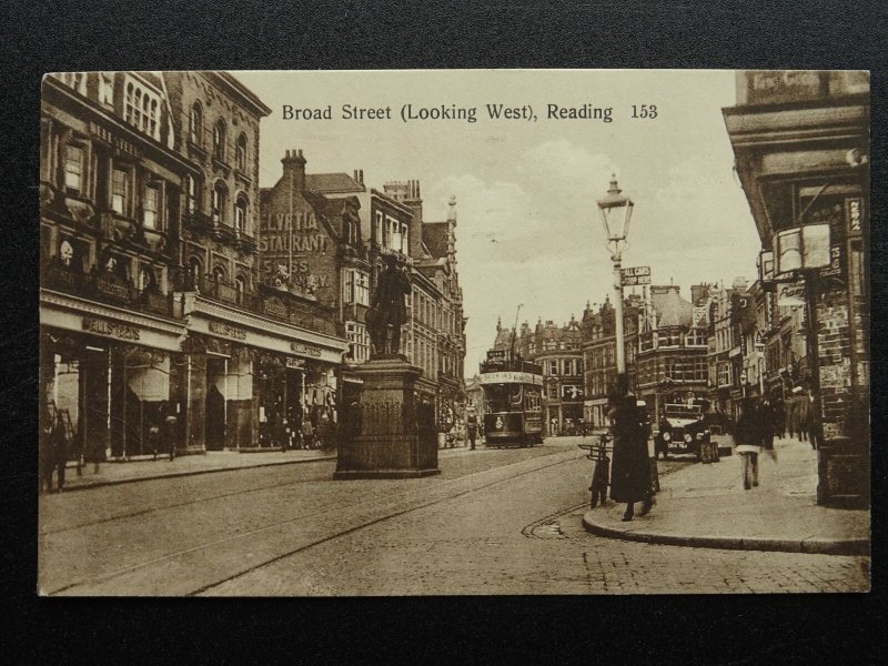 Berkshire READING Broad Street looking West c1920s Postcard
