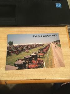 Vtg Postcard: Amish Country, Horse and Buggy Rigs lined up