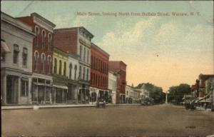 Warsaw NY Main St. From Buffalo St. c1910 Postcard