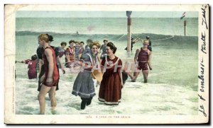 Old Postcard A Joke On the Beach Folklore
