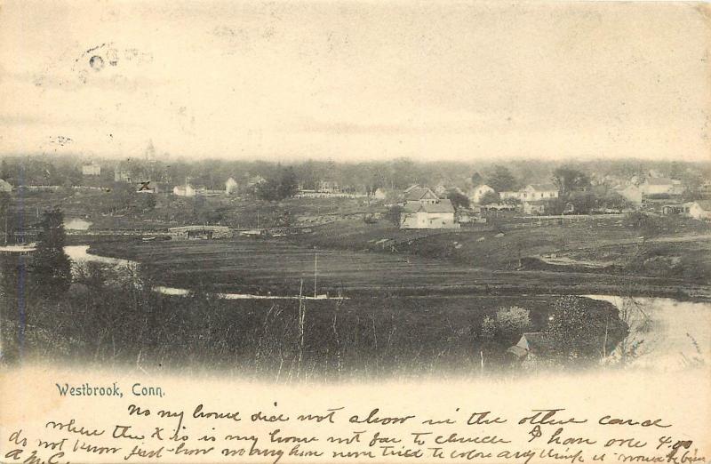 c1905 Lithograph Postcard; Town View Westbrook CT Middlesex County Posted