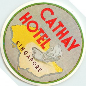 3.75 Luggage Label Cathay Hotel Singapore