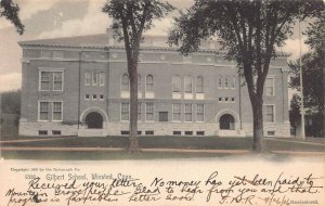 Gilbert School, Winsted, Connecticut, 1906 Hand Colored Postcard, Used